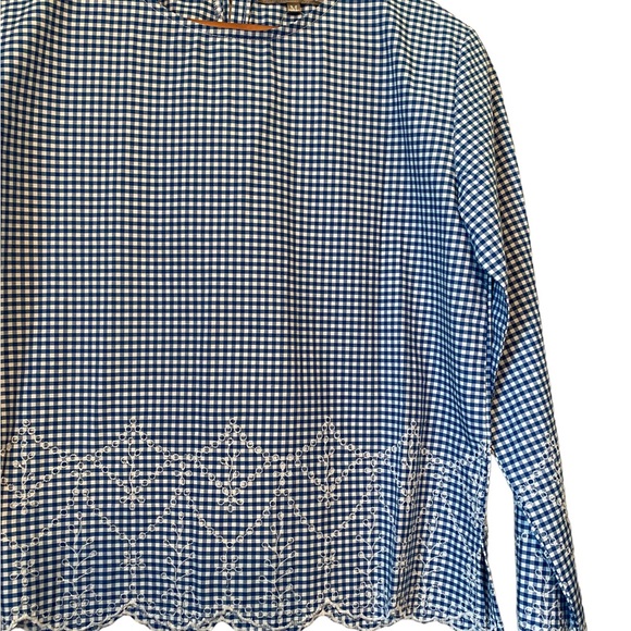 Saint Martin Blue and White Gingham Embroidered Top - Picture 3 of 12